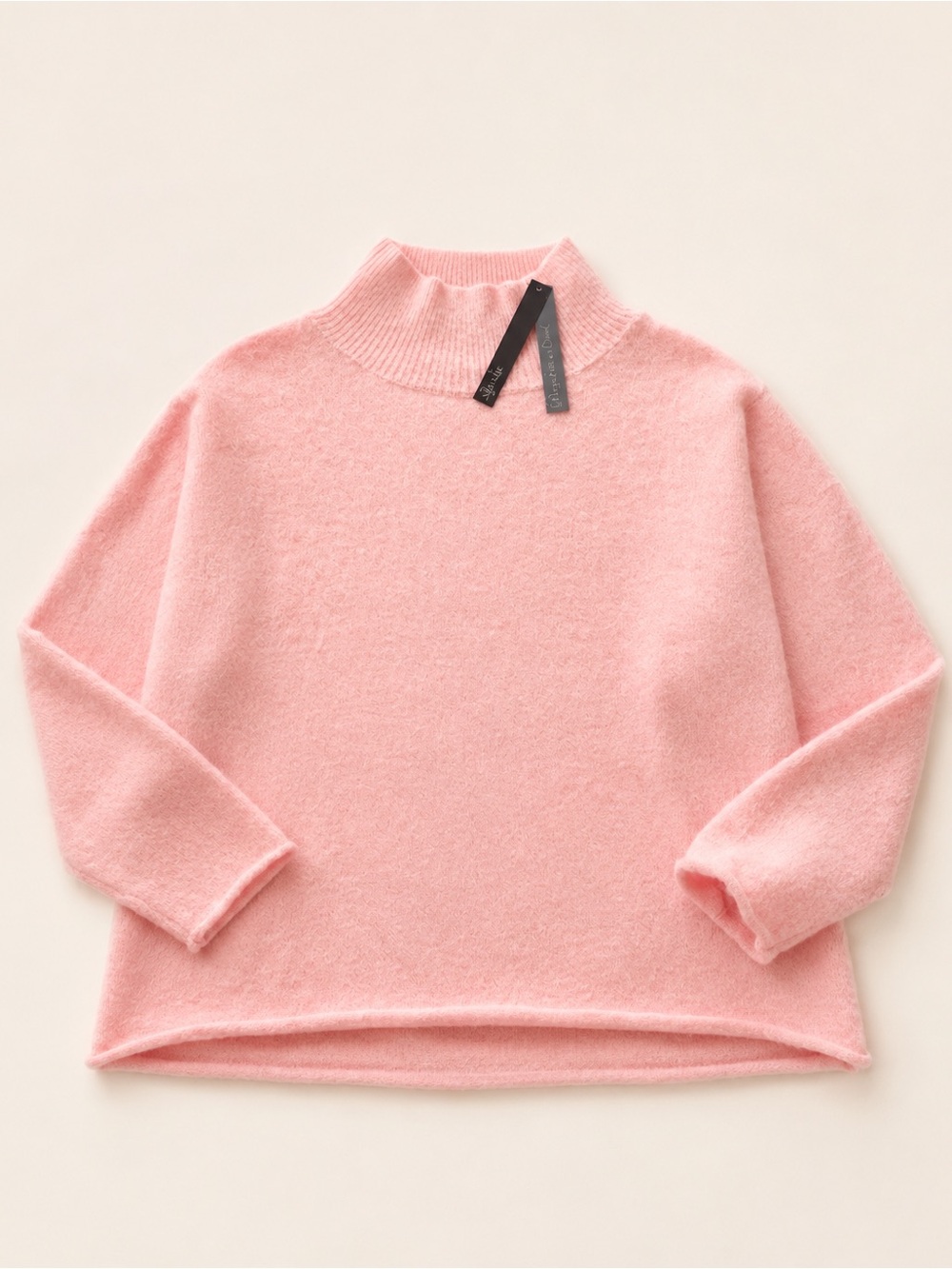 Women's Lightweight Mock Turtleneck Sweater in Soft Pink